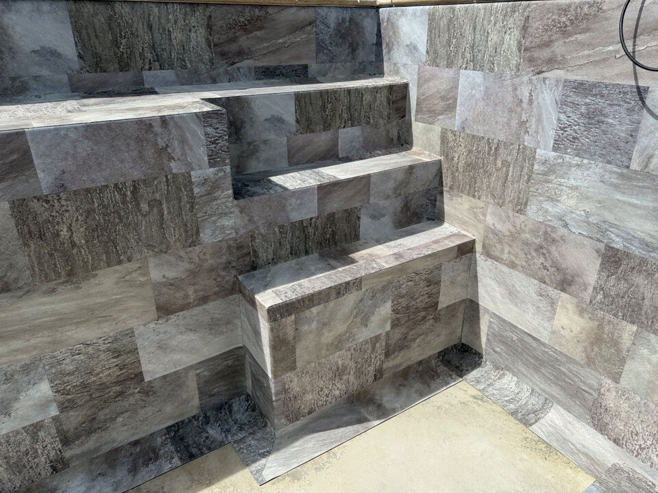 PVC Armé Stone Tile Gris
